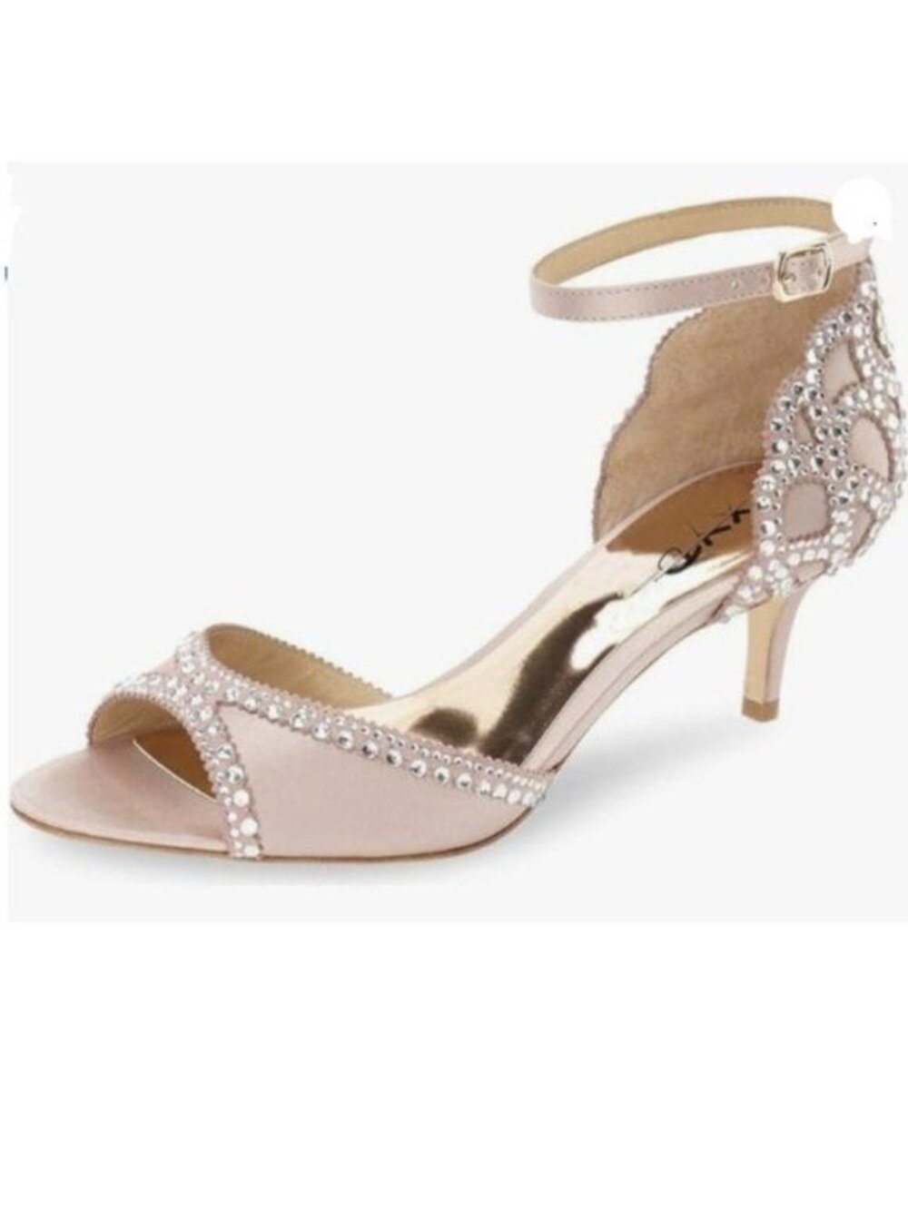 XYD Women's Sandals, Peep Toe, D'Orsay Kitten Low Heels, Rhinestone Studs, Pink